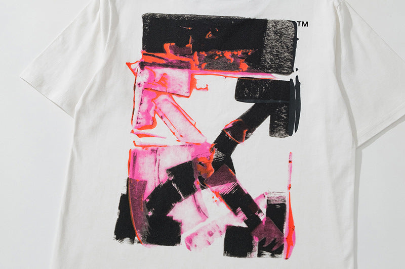 Off‑White Melt Arrow Gradient Splash Ink Crew Neck T‑Shirt Unisex