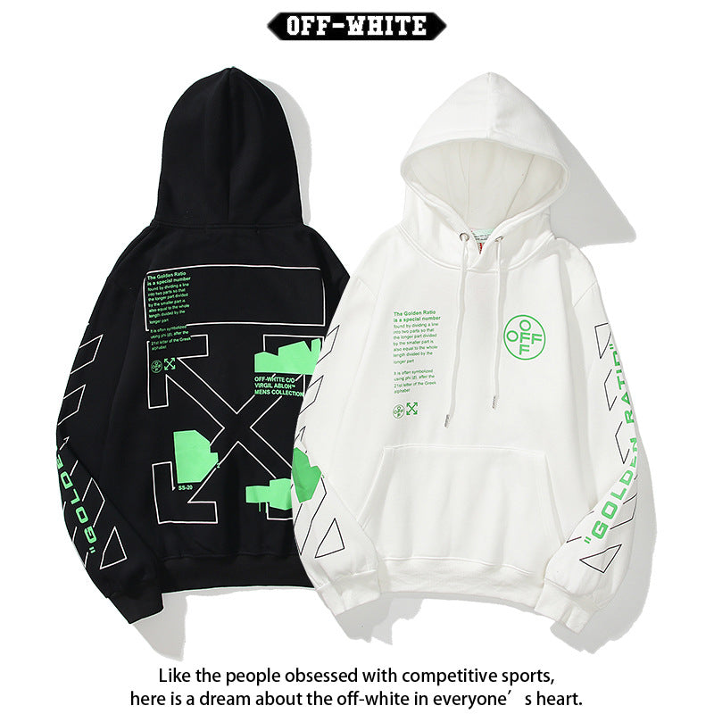 Off White Arrow Graphic Print Hoodie Streetwear Unisex