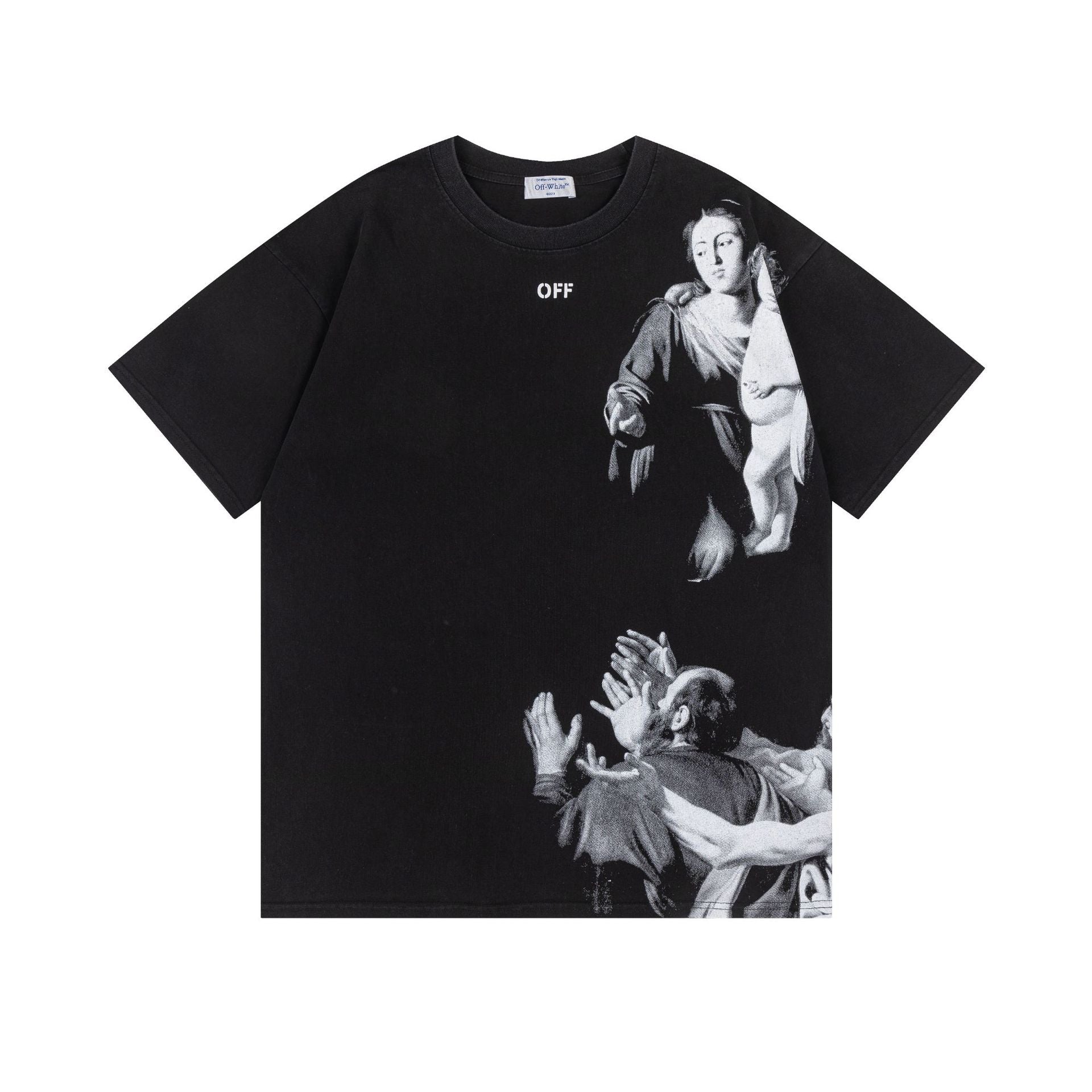 Madonna Oil Painting Graphic Print Crew Neck Short Sleeve T Shirt