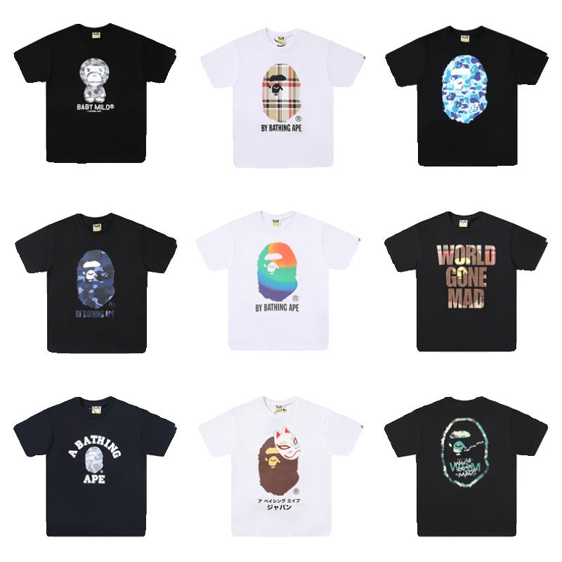 BAPE Ape Head Graphic Print Short Sleeve Tee Streetwear Unisex