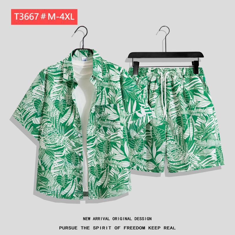 Couple Hawaiian Floral Set Loose 5 Inch Shorts T3664-T3699