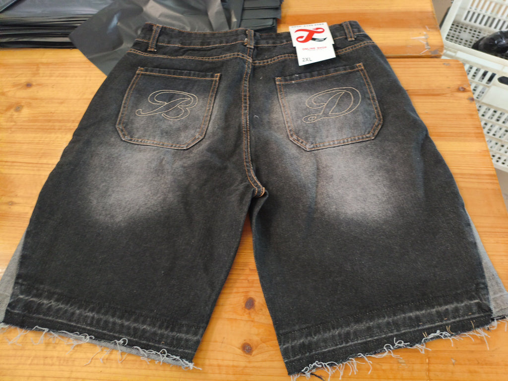 Y2K Skull Embroidery Baggy Denim Jorts