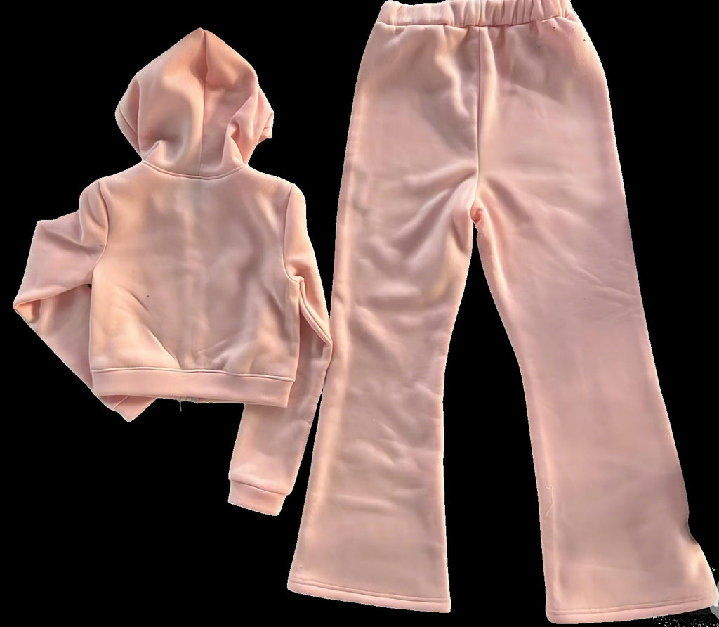 Y2K True Religion Horseshoe Logo Zip Crop Hoodie Flare Pant 2 Piece Set