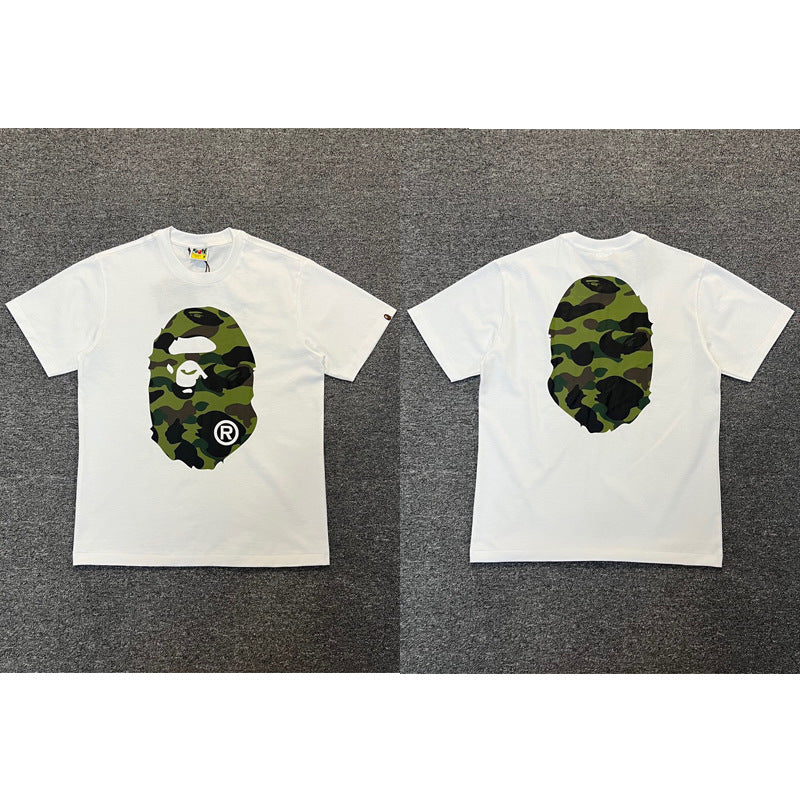 BAPE Ape Shark Graphic Print Loose Unisex Heavyweight Cotton T-Shirt