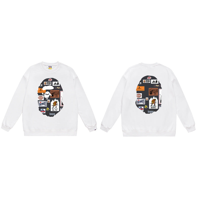 BAPE Ape Head Crewneck Sweatshirt Multi Print Streetwear Pullover