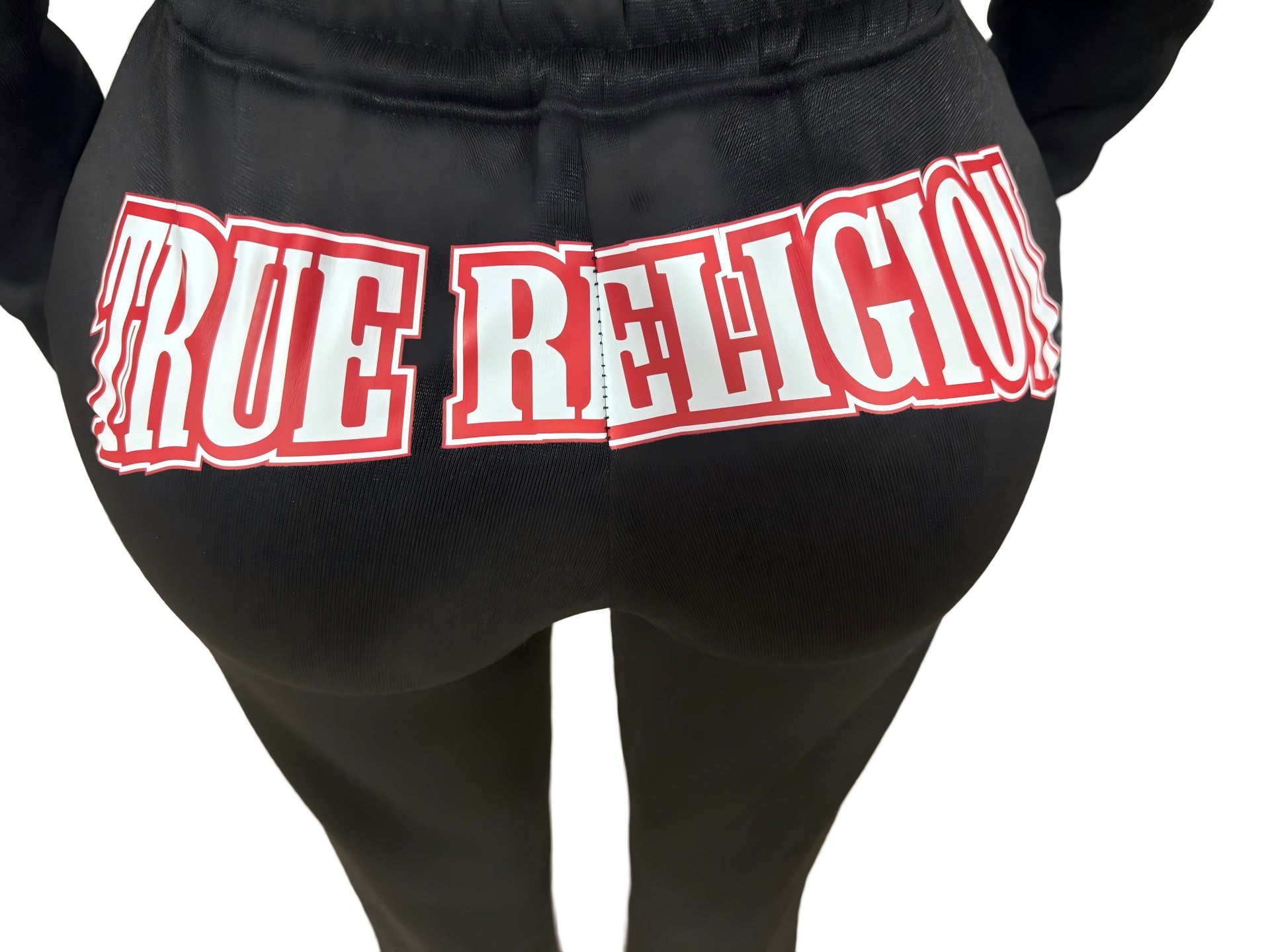 Y2K True Religion Horseshoe Logo Zip Crop Hoodie Straight Jogger 2 Piece Set