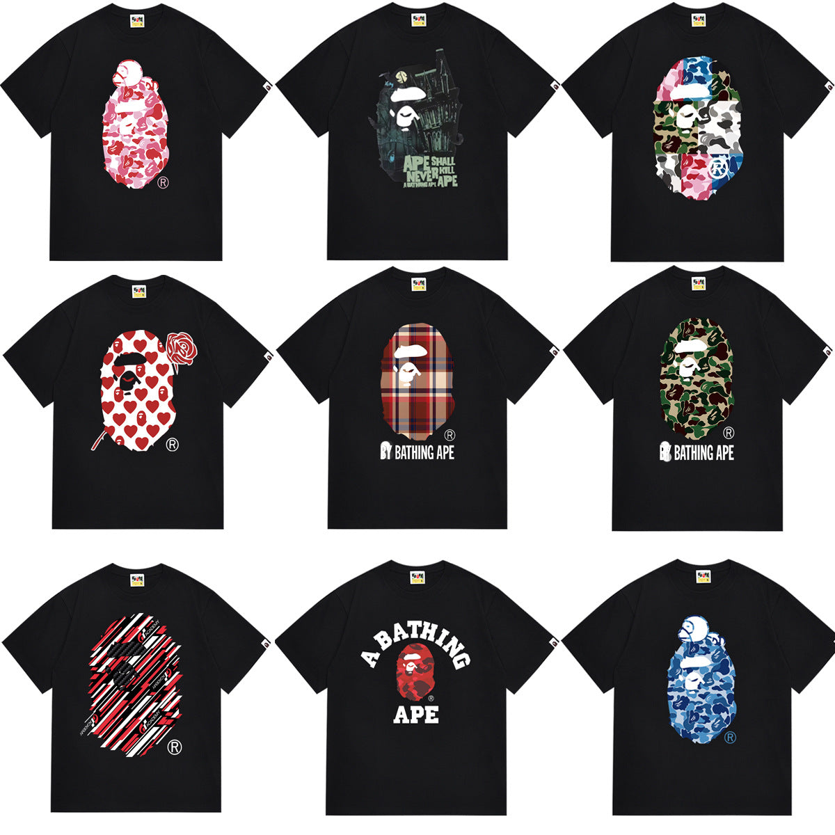 BAPE Camo Ape Head Graphic Print Short Sleeve Tee Streetwear Unisex