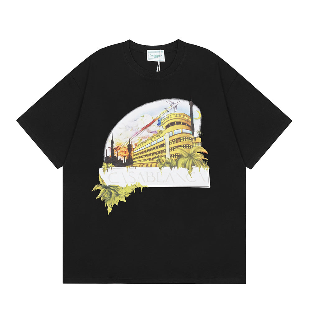Casablanca Vintage Logo Print Loose Short Sleeve T Shirt Unisex Y2K