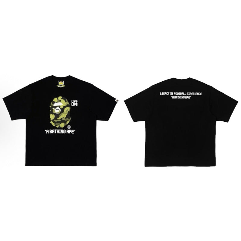 BAPE Ape Head Shark Print Loose Casual Unisex Short Sleeve T-Shirt