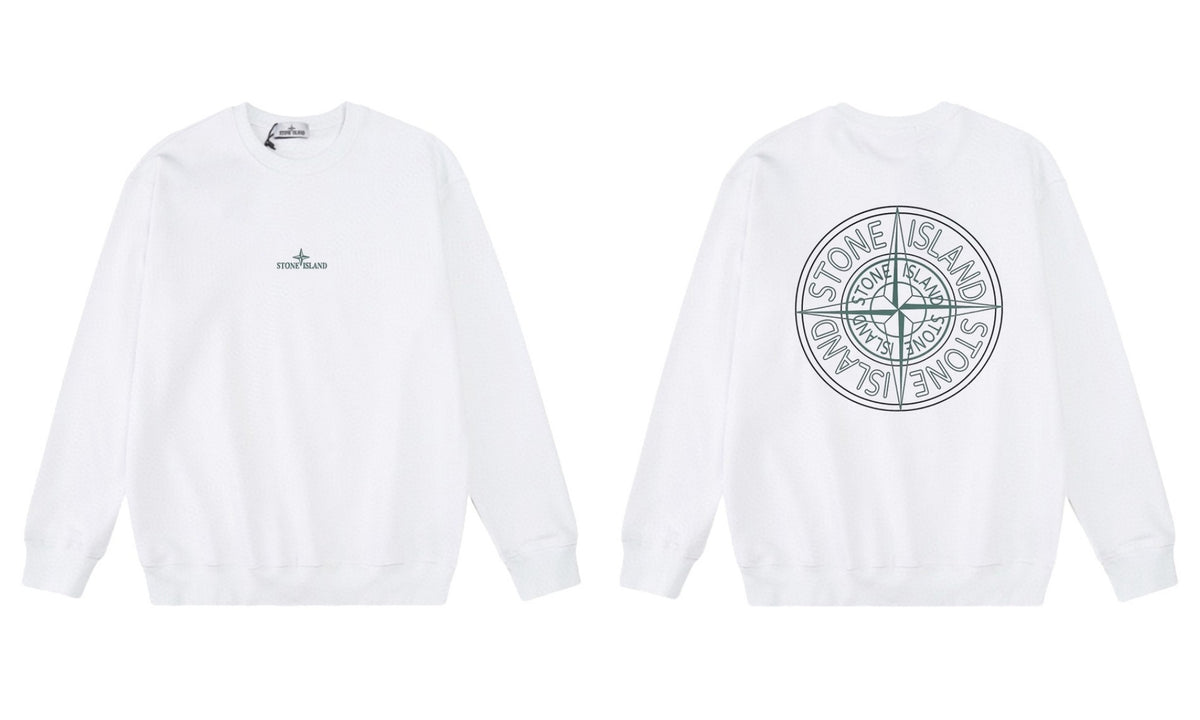 Stone Island Compass Print Crewneck Sweatshirt Men Autumn Pullover