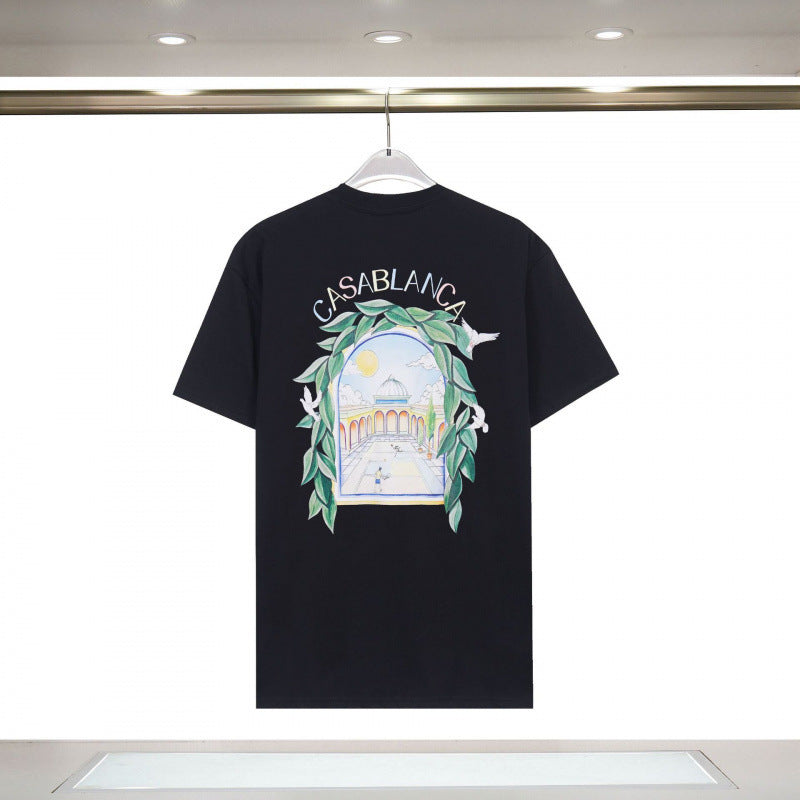 Casablanca Casa Letter Art Print Crew Neck Short Sleeve Tee Unisex