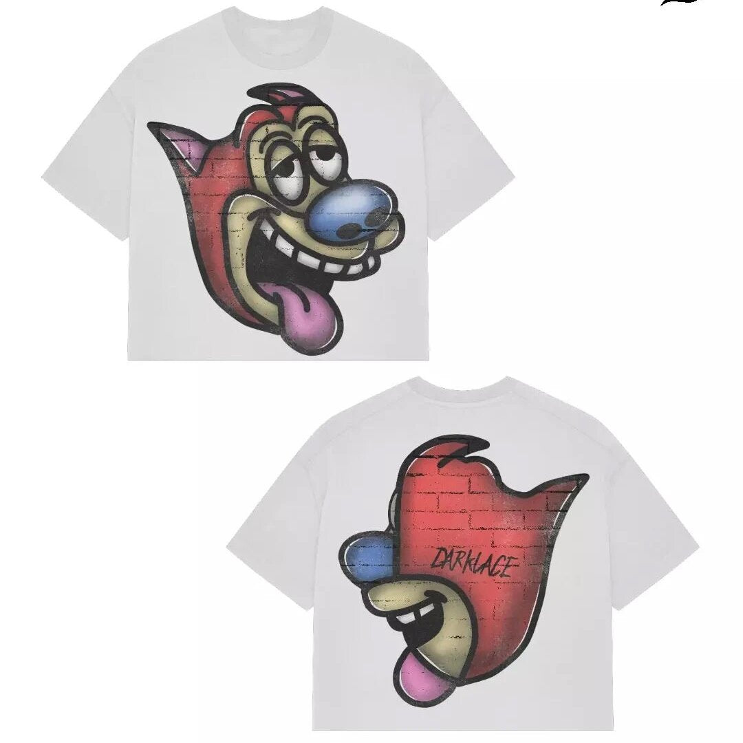Y2K Punk Cartoon Hip Hop Grafik Unisex Oversized Streetwear Baumwoll-T-Shirt