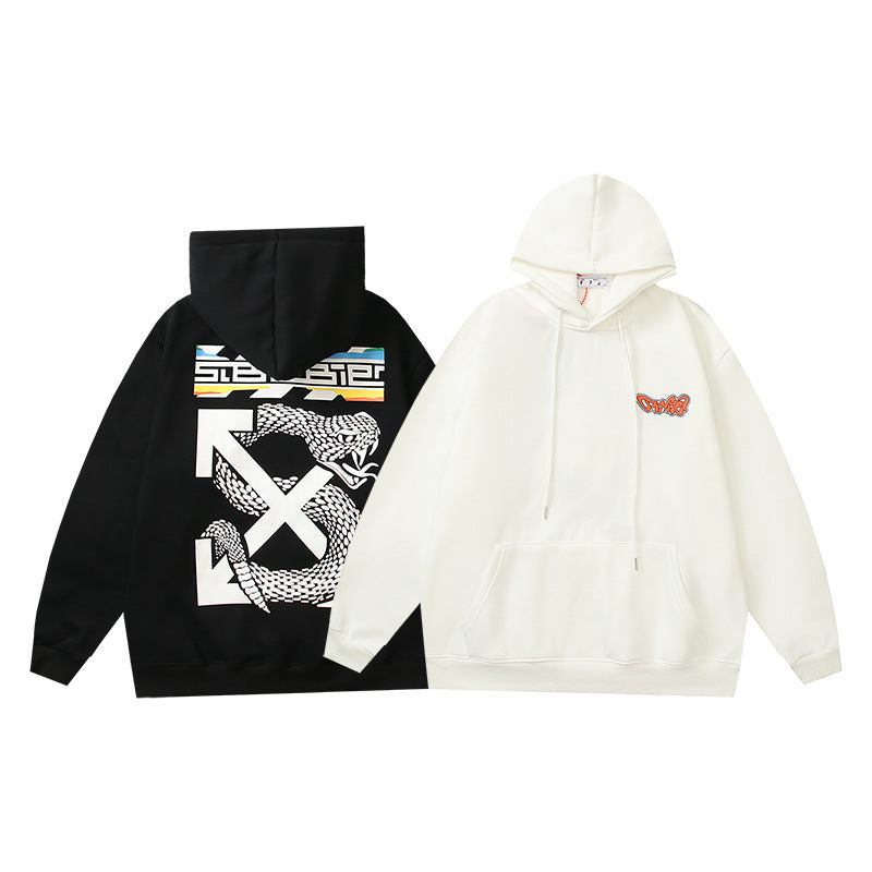 Off White Arrow Graphic Print Hoodie Streetwear Unisex
