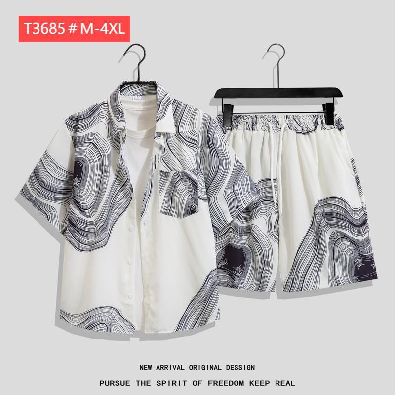 Couple Hawaiian Floral Set Loose 5 Inch Shorts T3664-T3699