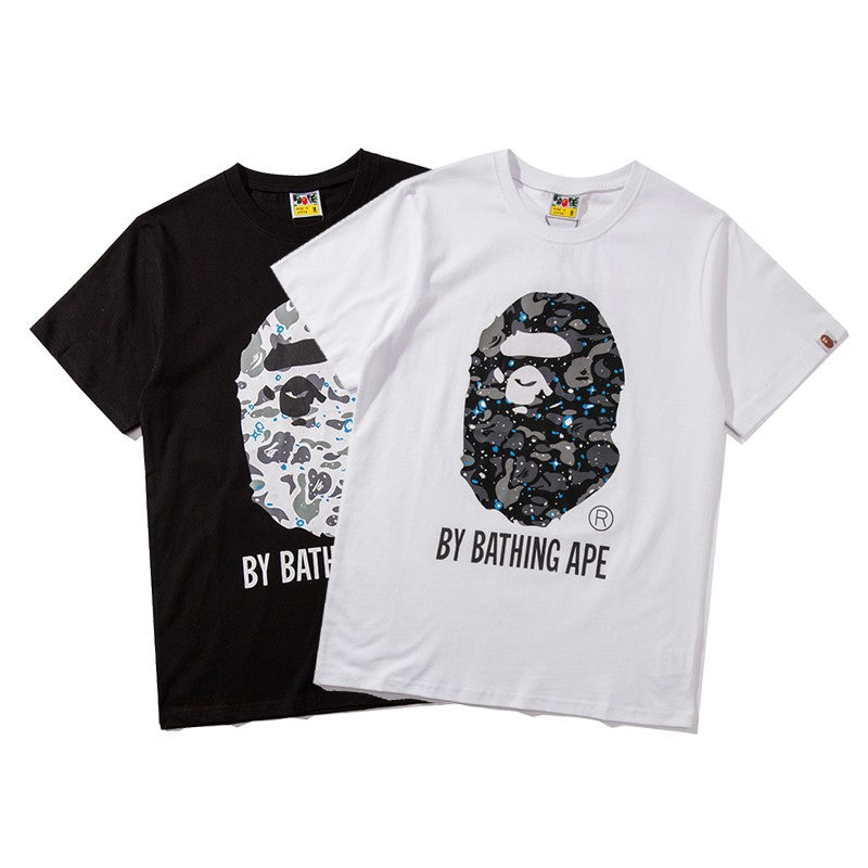 BAPE Camo Shark Ape Head Print Crew Neck Short Sleeve T‑Shirt Unisex