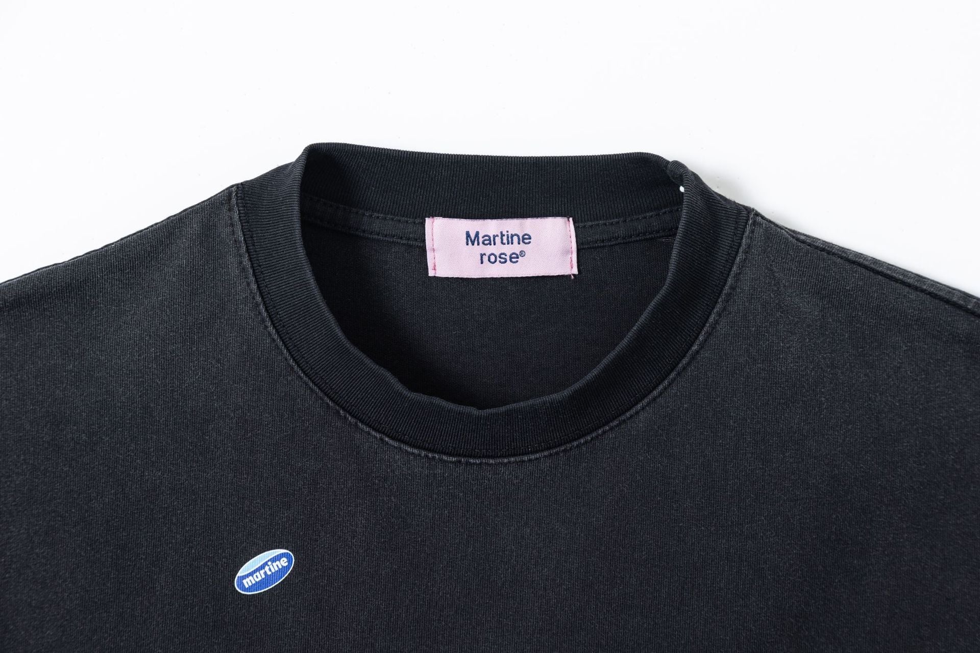 Martine Rose Washed Vintage Letter Print Crew Neck Short Sleeve T Shirt