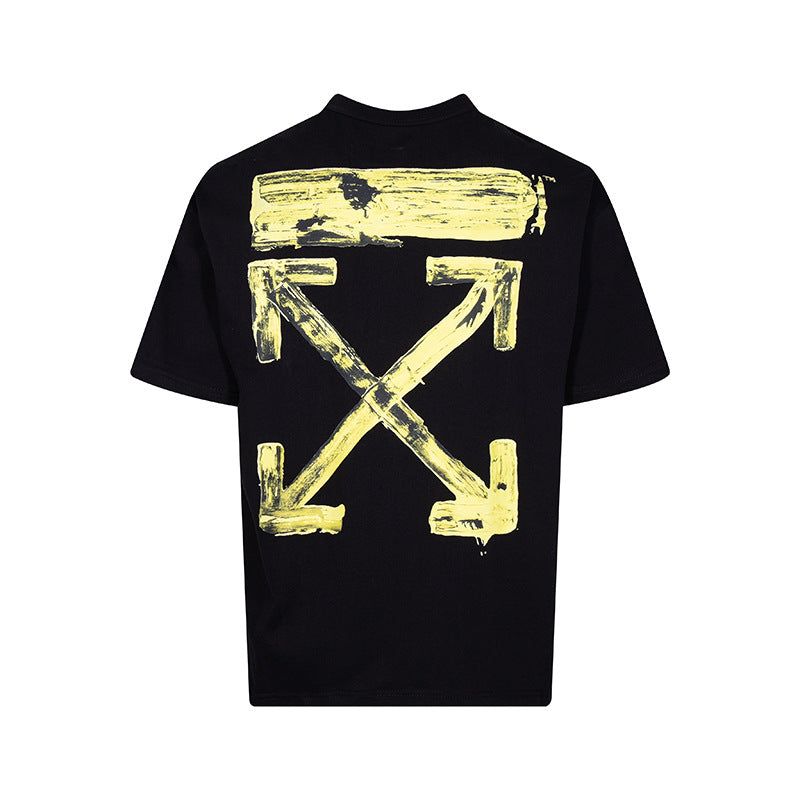 Tape Arrow Graphic Print Streetwear Crew Neck Short Sleeve T Shirt