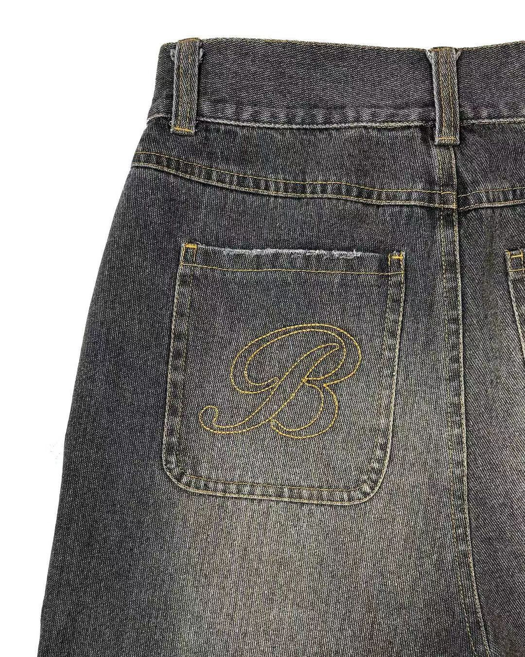 Bottega Desires Y2K Baggy Frayed Hem Denim Jort Shorts
