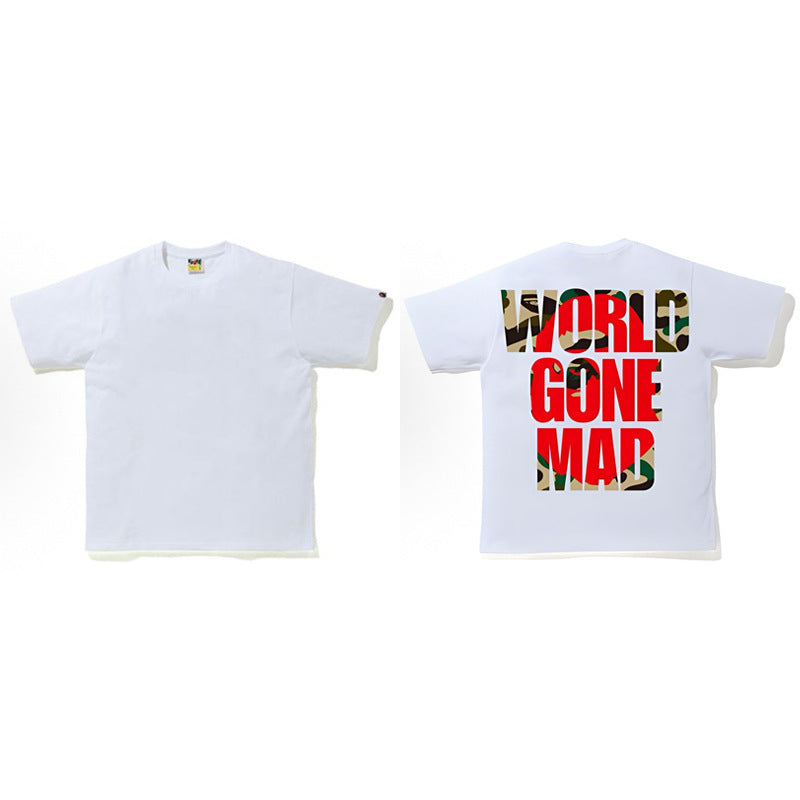BAPE Ape Head Shark Print Loose Casual Unisex Short Sleeve T-Shirt