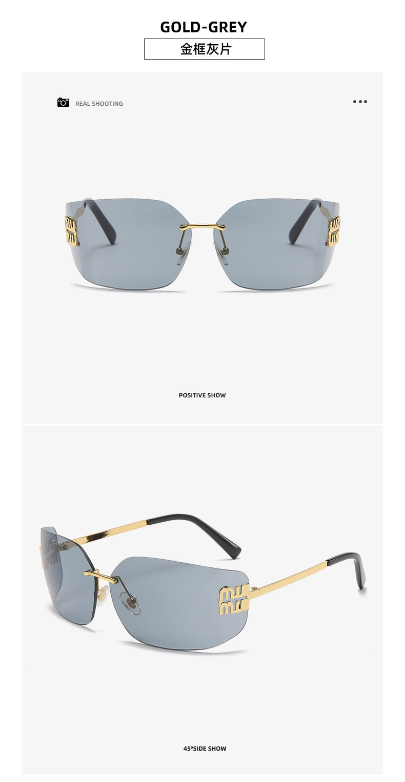 Miu Miu MU 54YS Runway Y2K Rectangle Rimless Womens Sunglasses