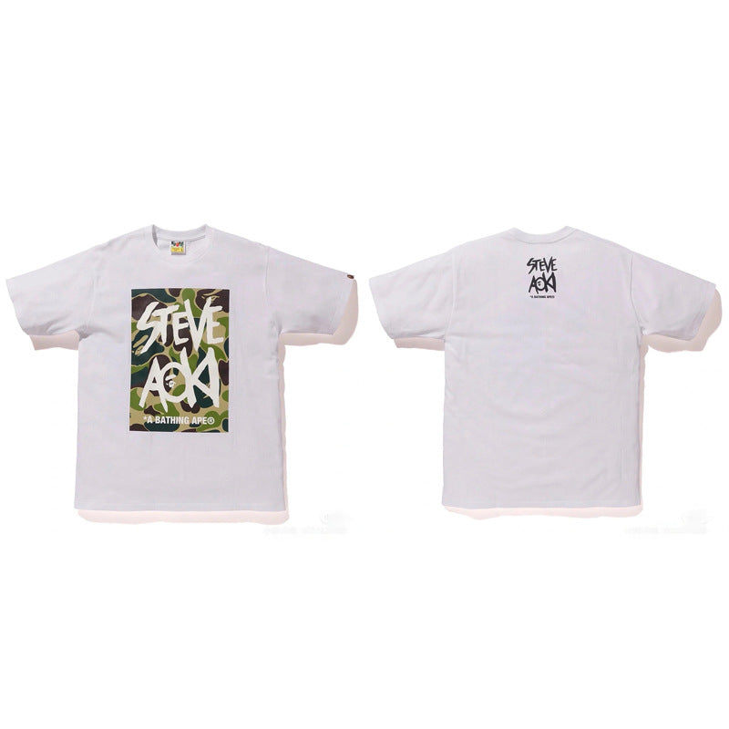 BAPE Ape Head Shark Print Loose Casual Unisex Short Sleeve T-Shirt