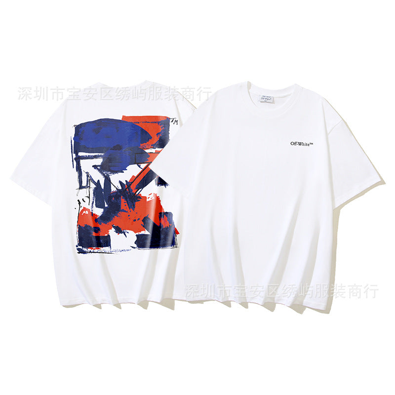 Figure Arrow Graphic Print Streetwear Crew Neck Short Sleeve T Shirt