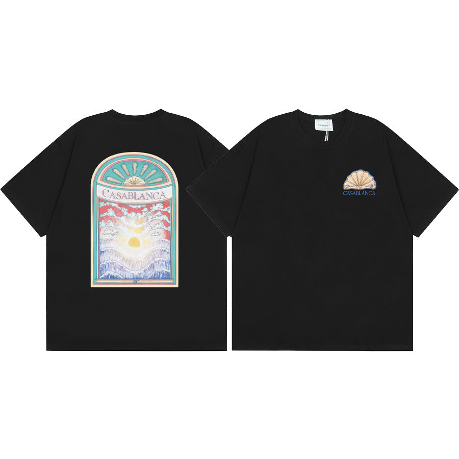 Casablanca Vintage Logo Print Loose Short Sleeve T Shirt Unisex Y2K