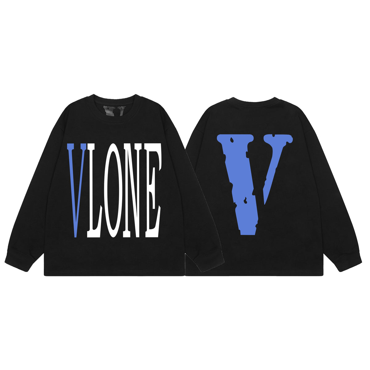 VLONE Big V Graphic Long Sleeve Tee Streetwear Cotton Oversized Shirt