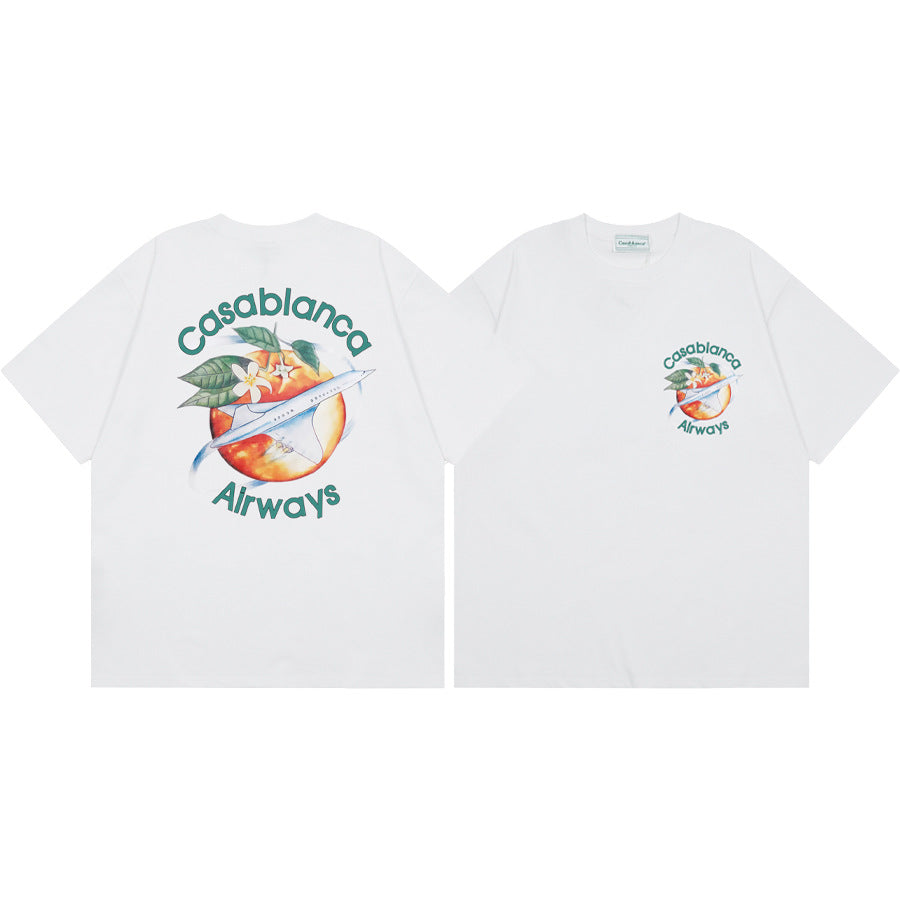 2026 New Casablanca Logo Print Loose Fit Unisex Short Sleeve T-Shirt