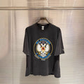 Washed Distressed Double Head Eagle Graphic Crew Neck Short Sleeve T Shirt