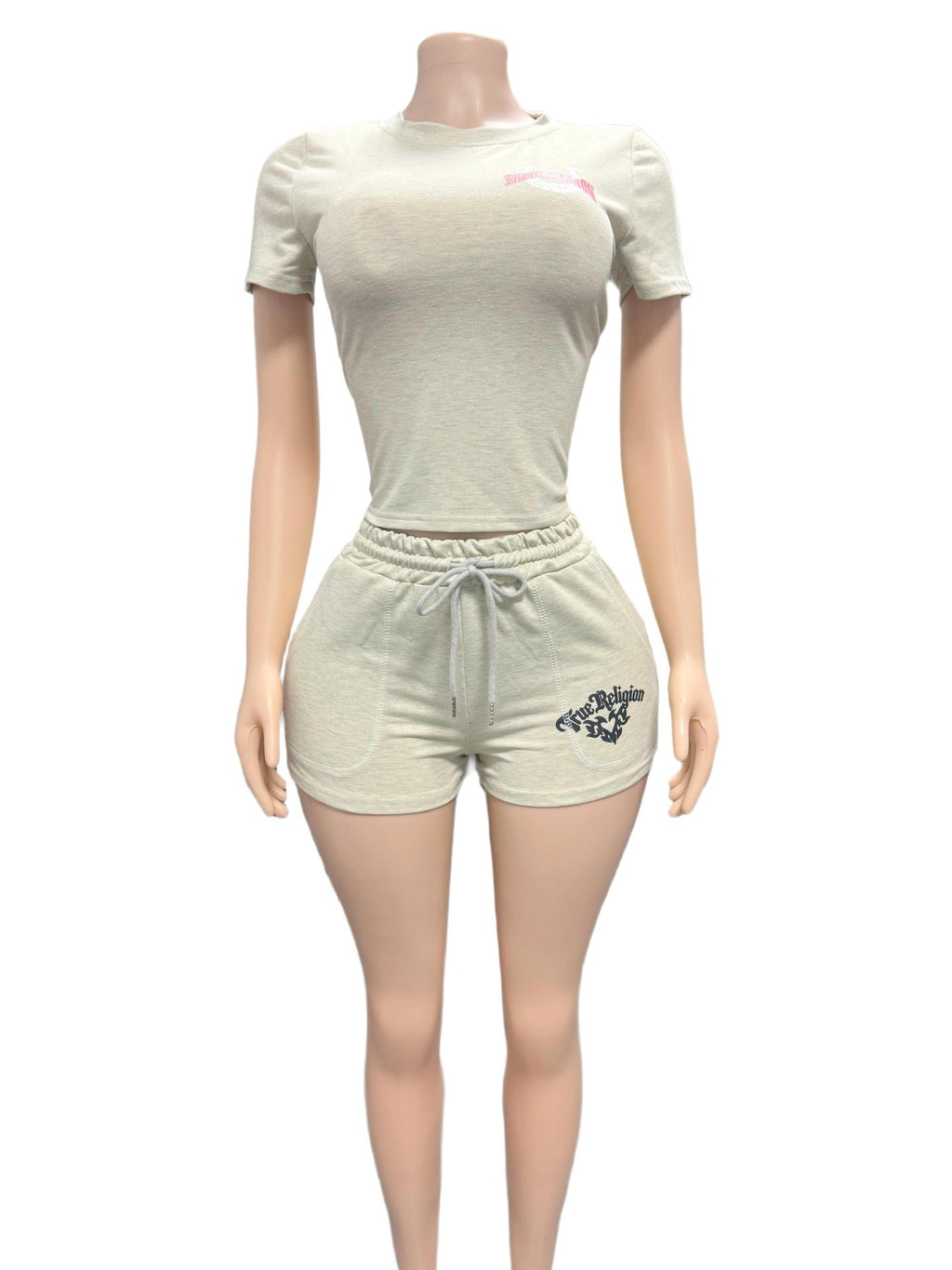 True Religion Horseshoe Graphic Print Tee Shorts 2 Piece Set