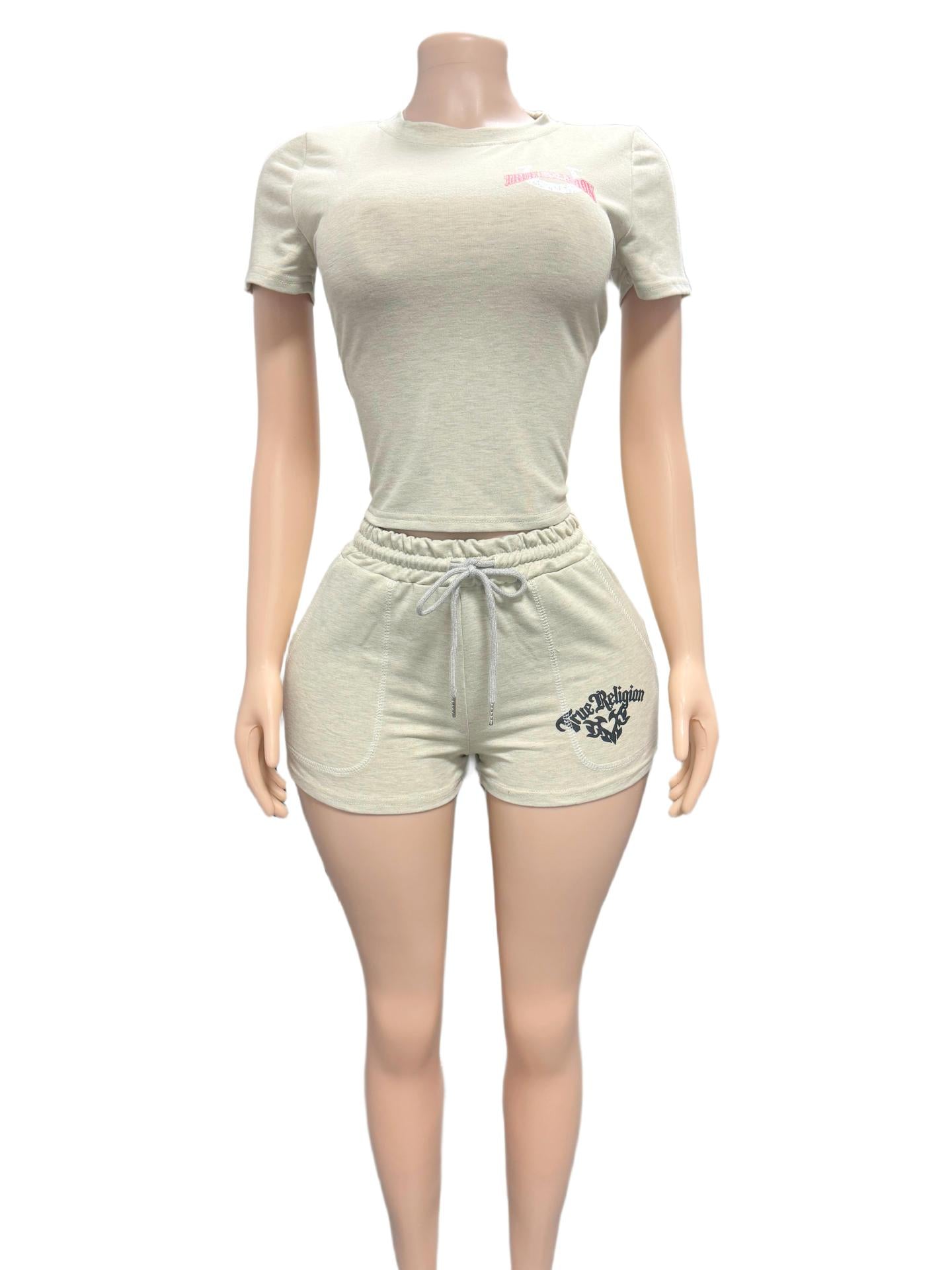True Religion Horseshoe Graphic Print Tee Shorts 2 Piece Set