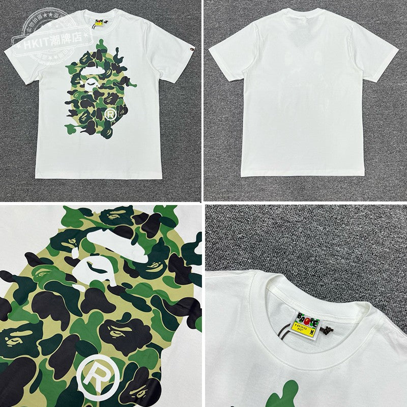 Bape Shark Camo Zip Graphic Oversized Tee Streetwear Unisex