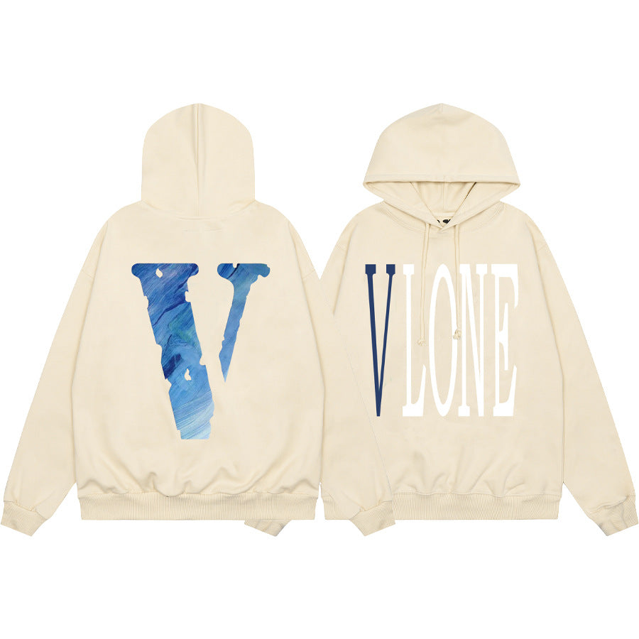 Vlone Multi Pattern Big V Graphic Oversized Hoodie Streetwear Unisex