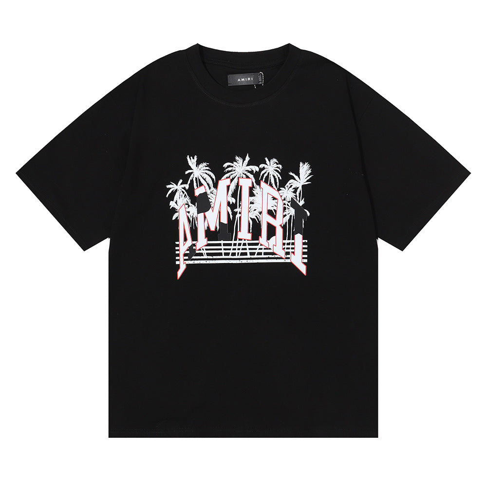 Amiri Rose Skull Letter Graphic Short Sleeve Tee Streetwear Unisex