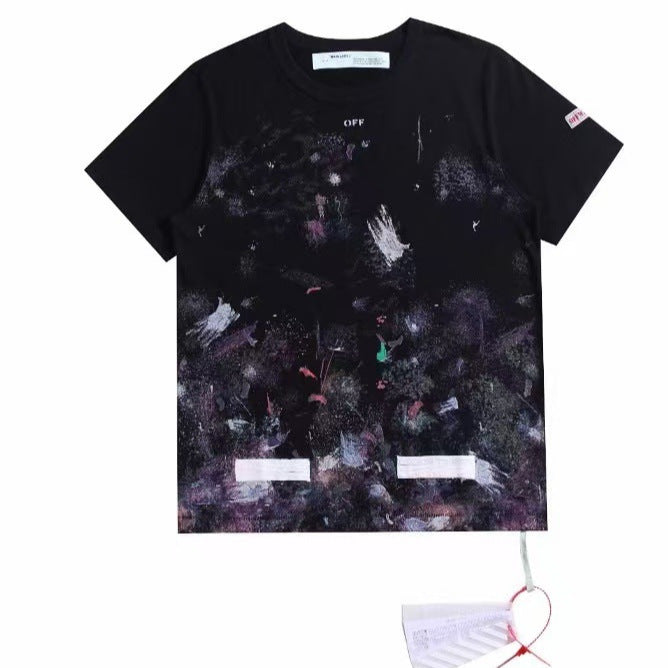 Off-White Firework Arrow Print Crew Neck Short Sleeve T Shirt Unisex