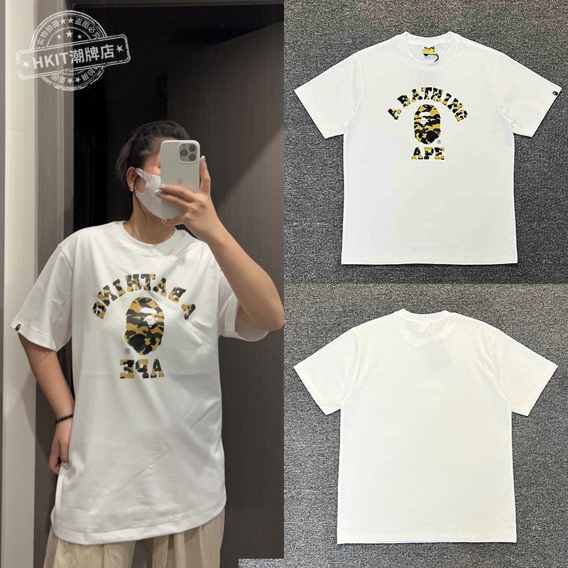 Bape Shark Camo Zip Graphic Oversized Tee Streetwear Unisex