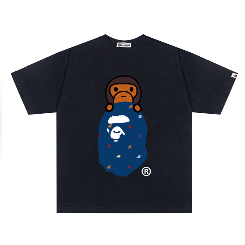 BAPE Ape Head Shark Print Unisex Casual T-Shirt