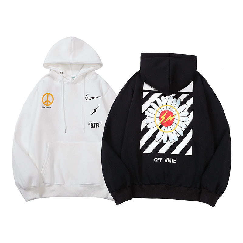Off White Arrow Graphic Print Hoodie Streetwear Unisex
