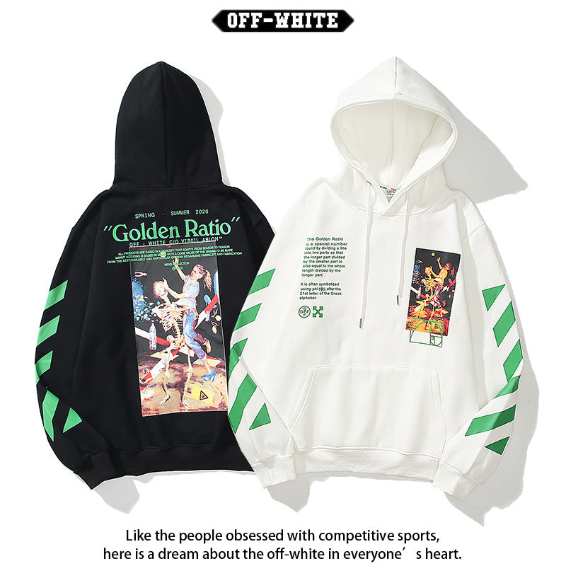 Off White Arrow Graphic Print Hoodie Streetwear Unisex