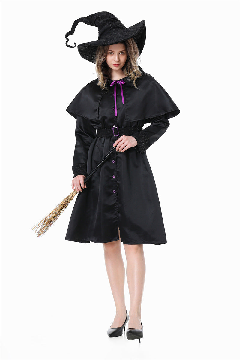 Halloween Wizard Witch Long Robe Cosplay Sets Adult & Kids Outfits