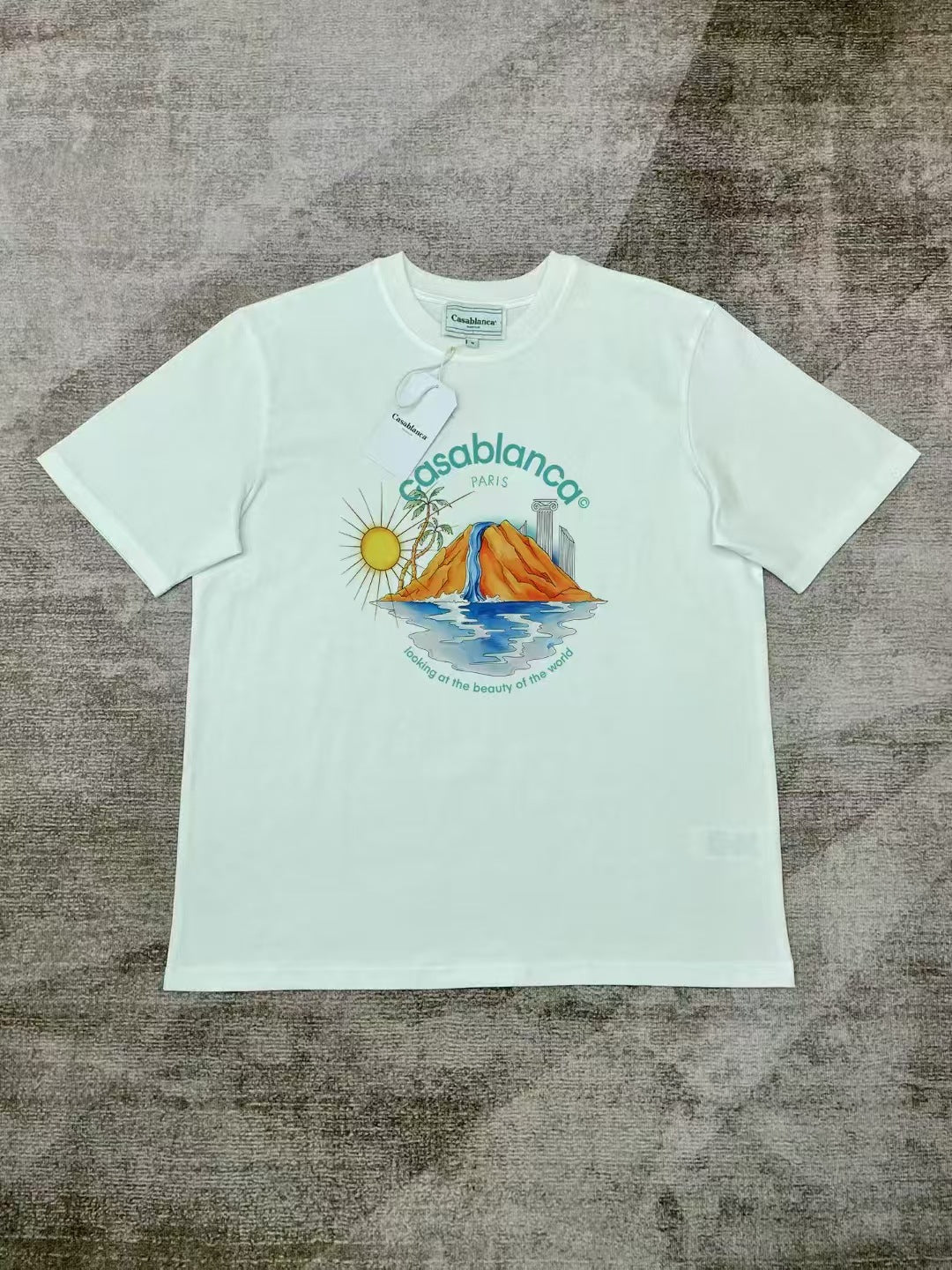 Casablanca Art Graphic Print Loose Unisex Short Sleeve T-Shirt