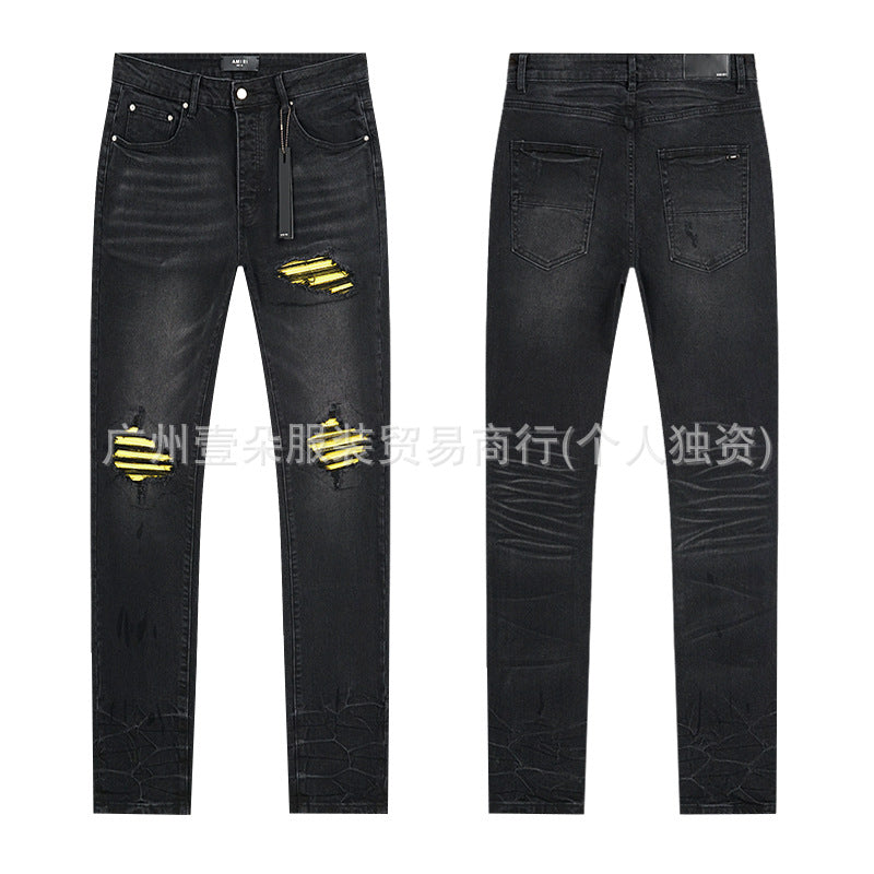 Amiri Washed Distressed Embroidered Slim Tapered Denim Jeans Unisex