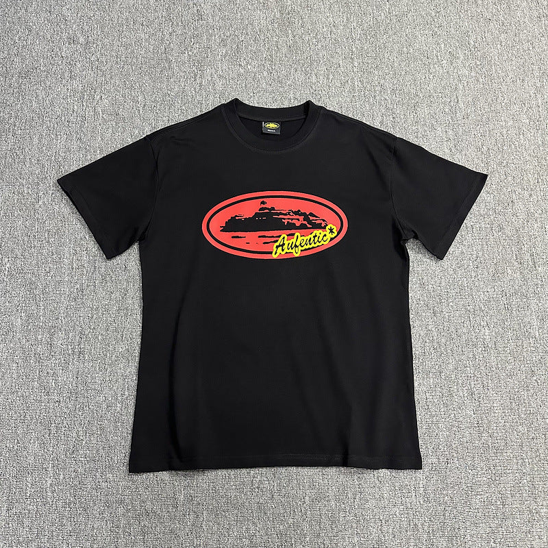 Corteiz Alcatraz Logo Letter Crew Neck Short Sleeve T‑Shirt Unisex