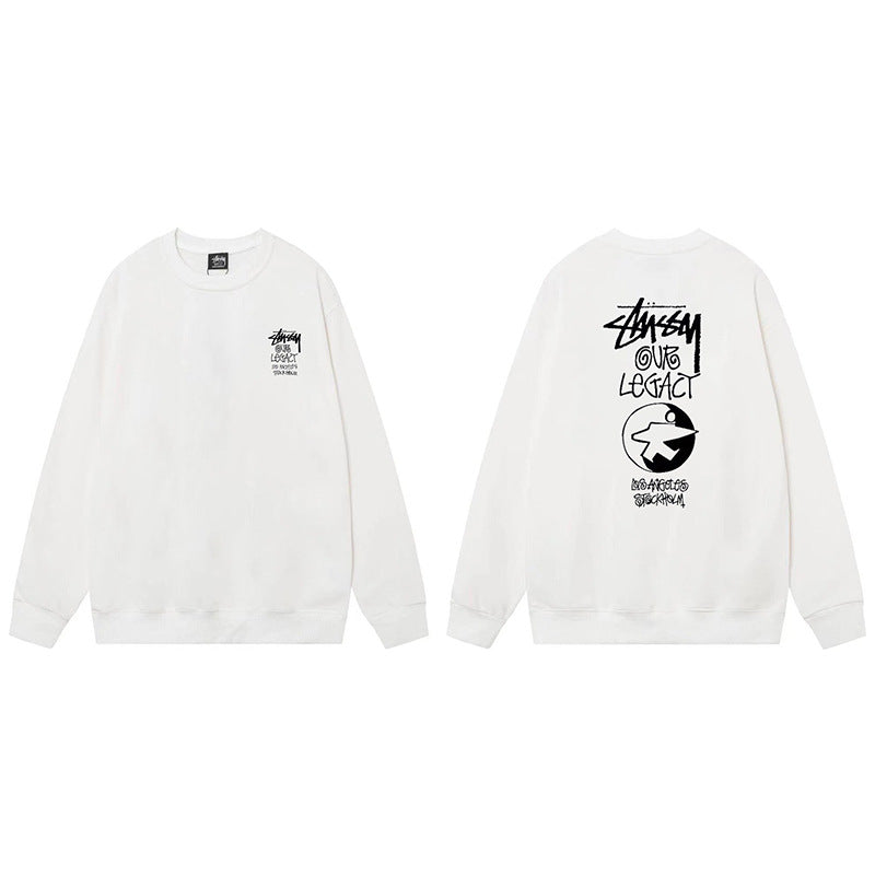 Stussy Graphic Crewneck Sweatshirt 8 Ball Dice Street Casual Pullover