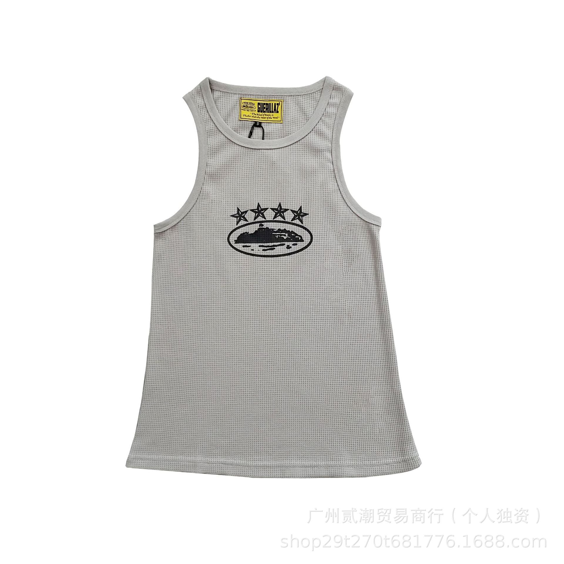 Corteiz Style Y2K Geripptes Tanktop Ärmelloses Streetwear Basic Weste