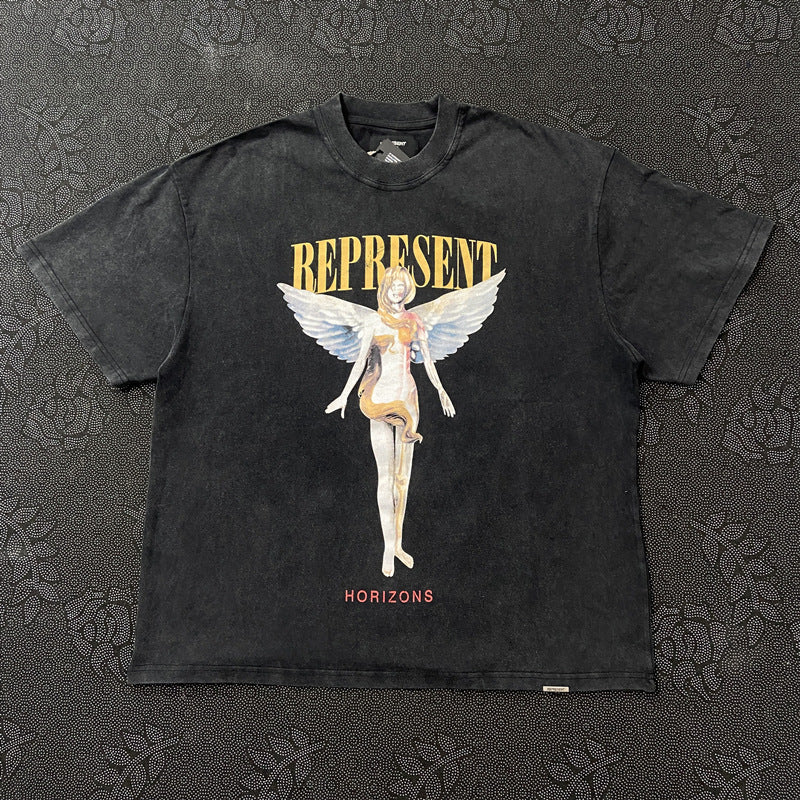 Represent Vintage Washed Graphic Short Sleeve Tee Streetwear Unisex