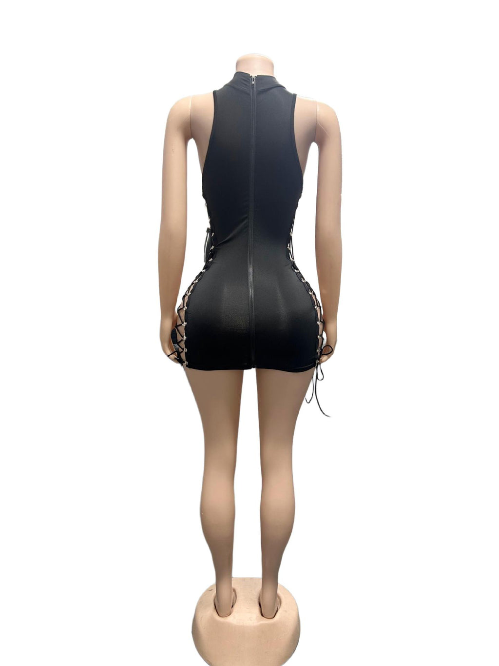 Dolls Kill Lace Up Cutout Halter Bodycon Mini Dress Women
