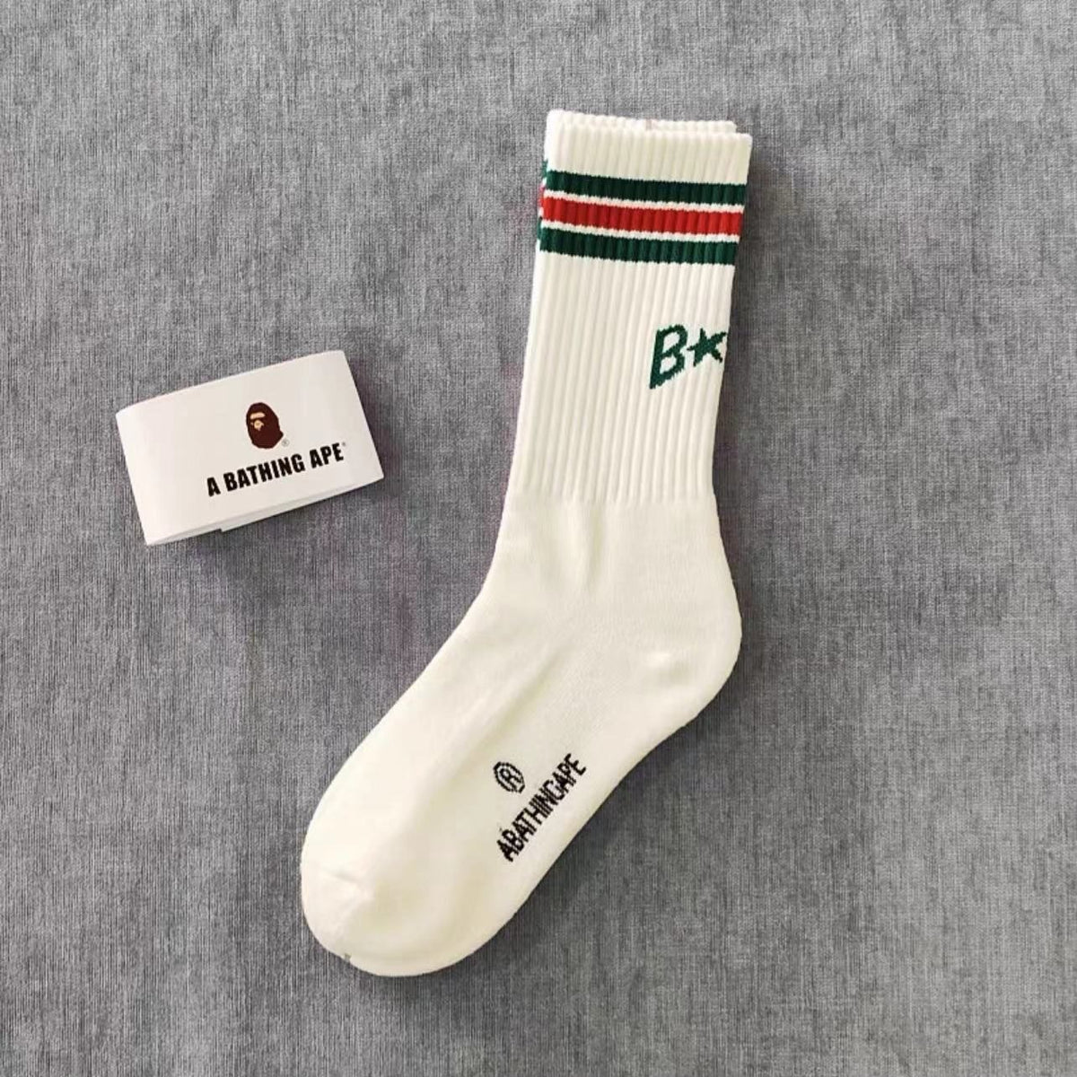 BAPE Ape Head Ribbed Crew Socks Multi Graphic Prints