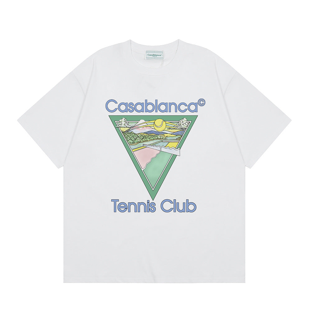 2026 New Casablanca Logo Print Loose Fit Unisex Short Sleeve T-Shirt